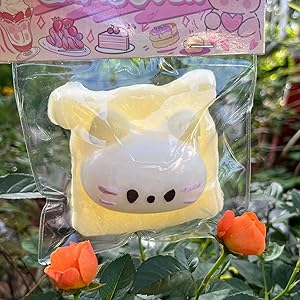 Taba Squishy Squeeze Toy, Kawaii Squishies PVC Sensory Toy, Plush Rebound Stress Relief Toy, Fidget Toy Squishy for Kids Teens Adults. (Toast)