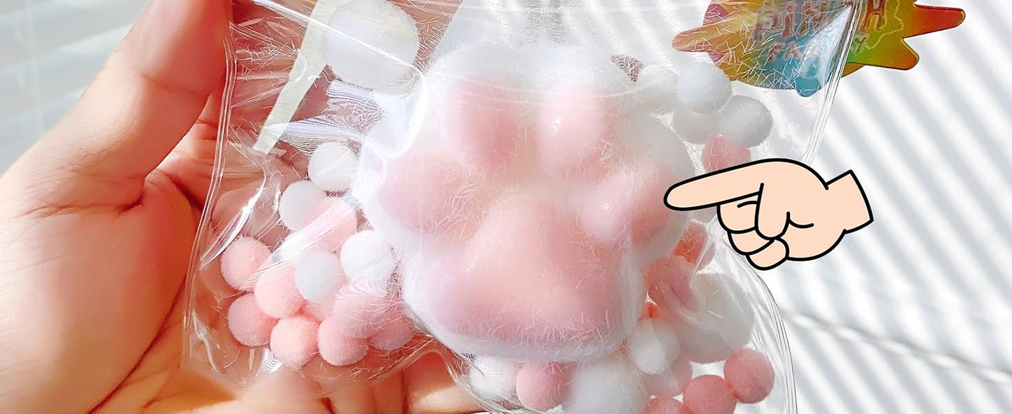 Taba Cat Squishy Squeeze Toys, Squishy Chuu, Cat Paw Squishy Stress Relief Sensory Toy, Pinch Family Squishy Toys, Jelly Kitty Paw Squishy for Kids Adults (White)