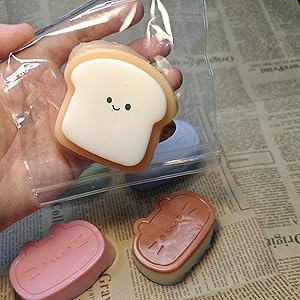 Taba Squishy Squeeze Toy, Kawaii Squishies PVC Sensory Toy, Plush Rebound Stress Relief Toy, Fidget Toy Squishy for Kids Teens Adults. (Toast)