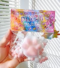 Taba Cat Squishy Squeeze Toys, Squishy Chuu, Cat Paw Squishy Stress Relief Sensory Toy, Pinch Family Squishy Toys, Jelly Kitty Paw Squishy for Kids Adults (White)