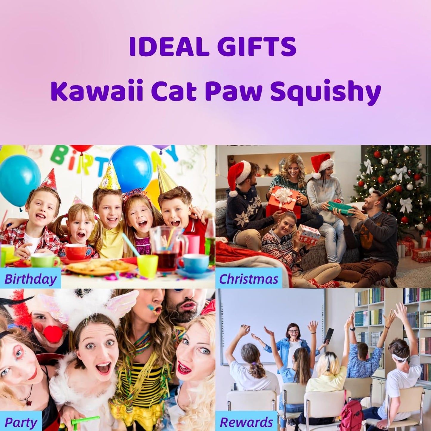 Taba Cat Squishy Squeeze Toys, Squishy Chuu, Cat Paw Squishy Stress Relief Sensory Toy, Pinch Family Squishy Toys, Jelly Kitty Paw Squishy for Kids Adults (White)