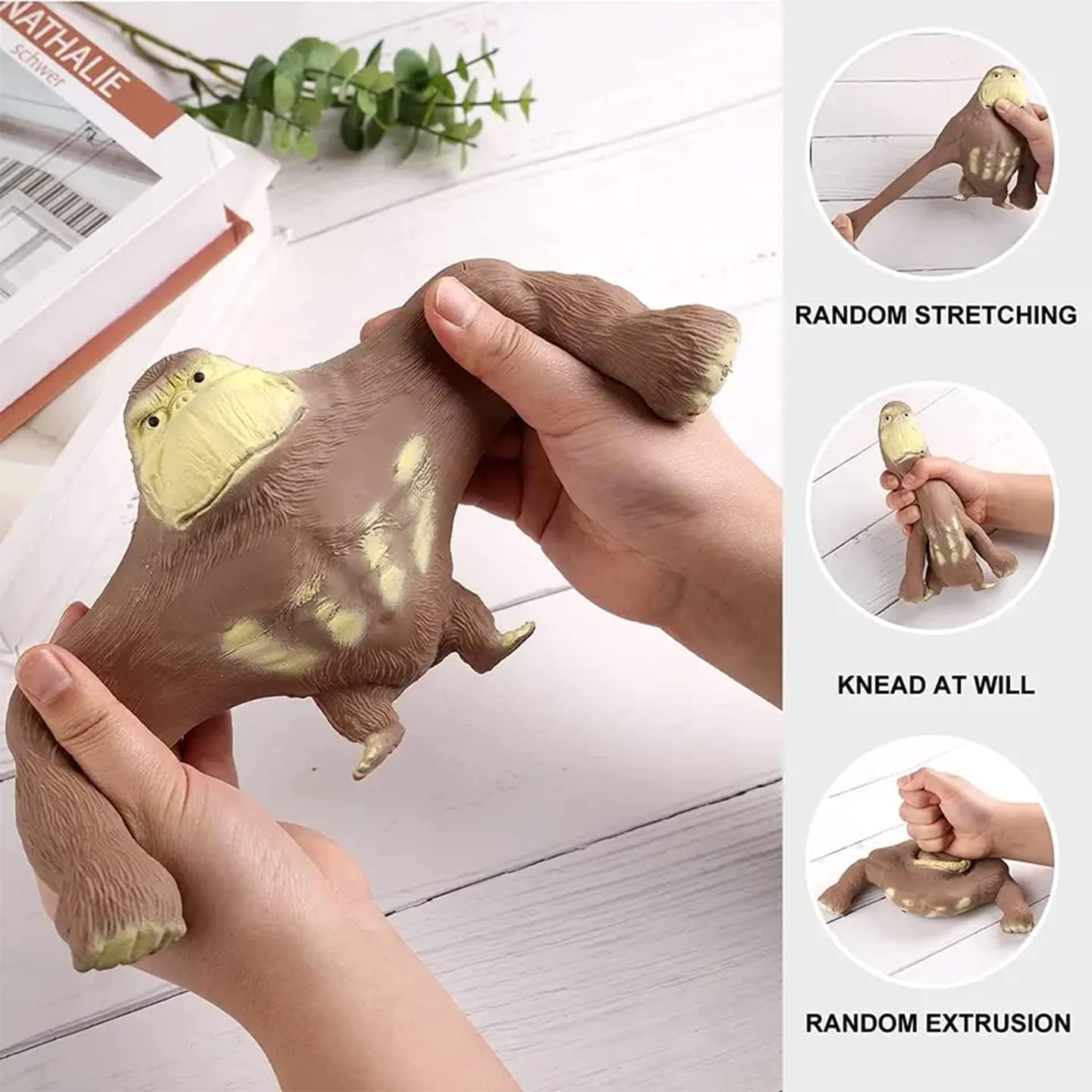 Elastic sand filled rubber gorilla, latex gorilla soft stress relief doll toy, soft monkey toy, animal high elastic stretchable stress relief toy for adults and children