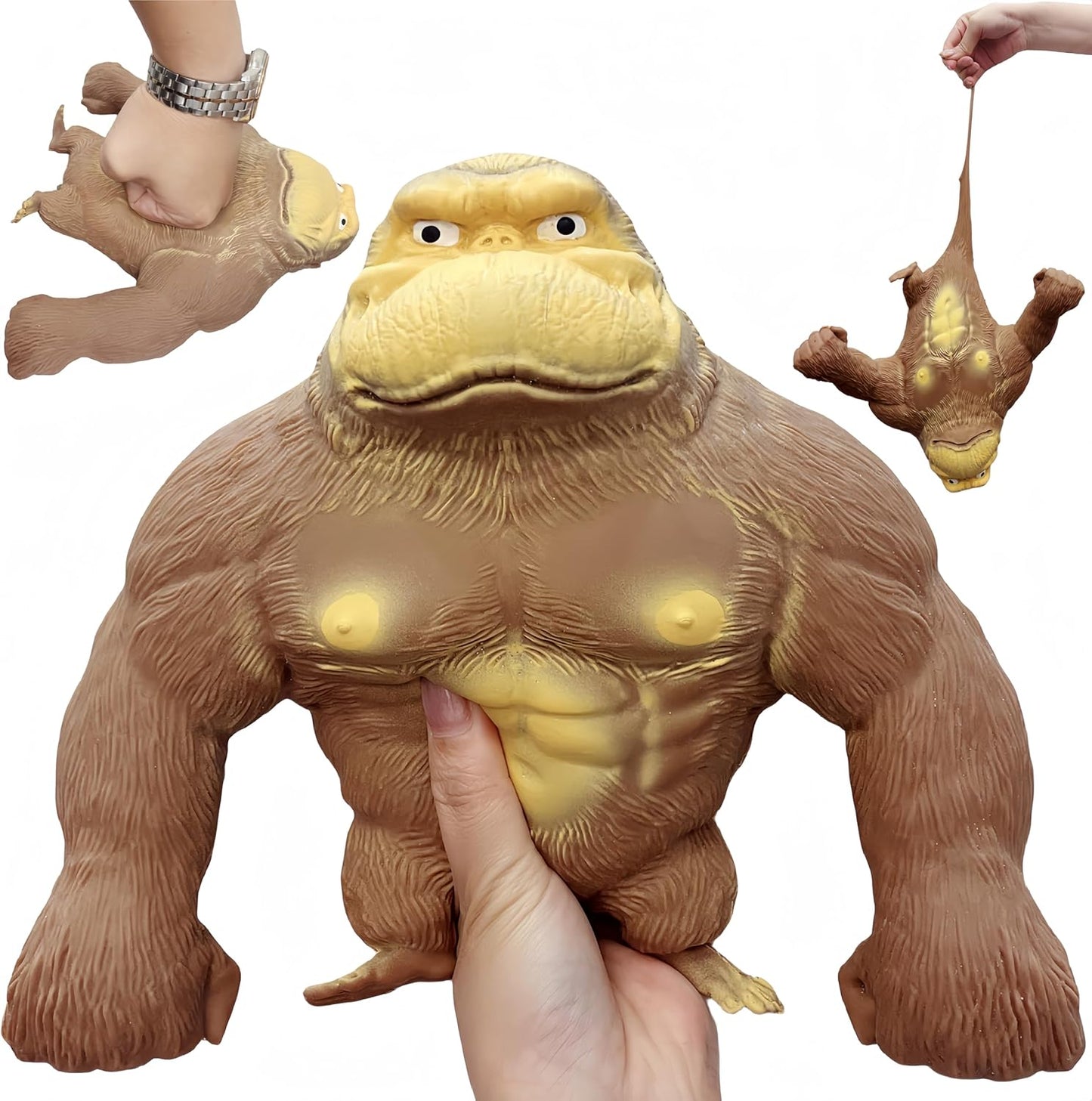 Elastic sand filled rubber gorilla, latex gorilla soft stress relief doll toy, soft monkey toy, animal high elastic stretchable stress relief toy for adults and children