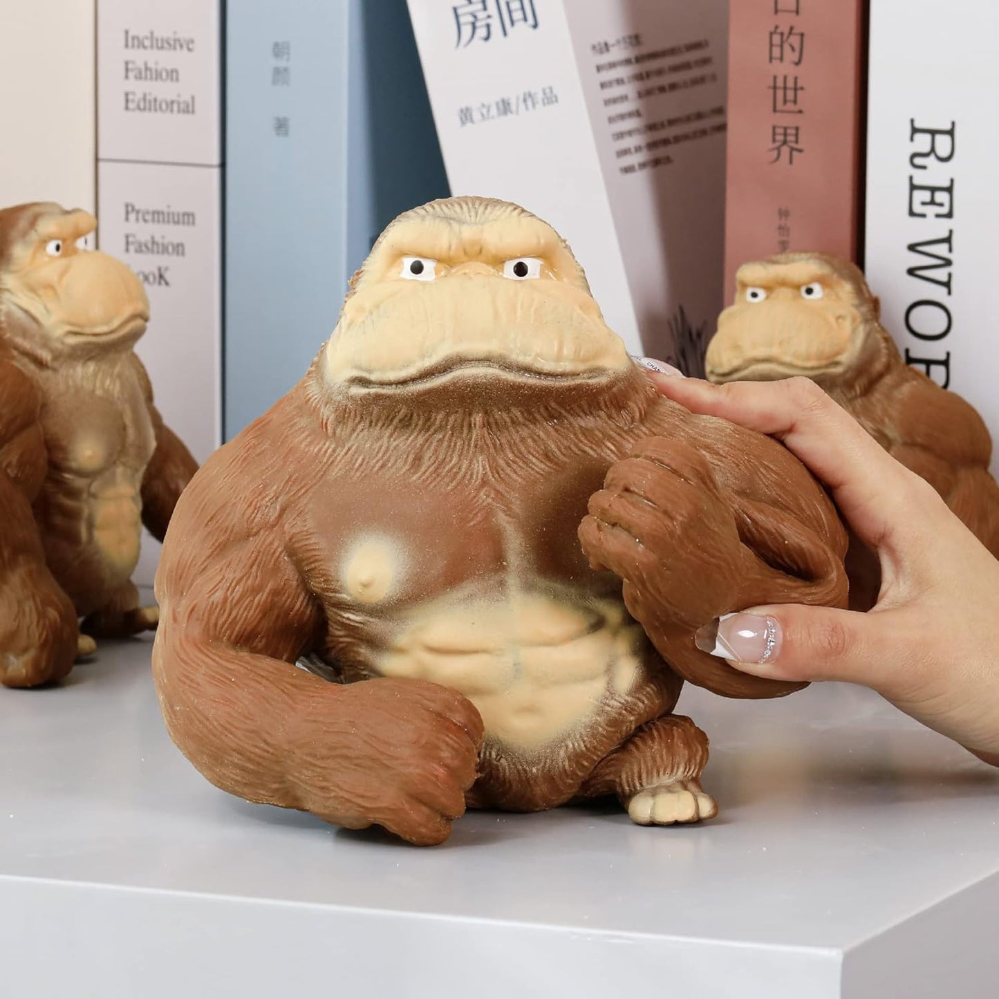 Elastic sand filled rubber gorilla, latex gorilla soft stress relief doll toy, soft monkey toy, animal high elastic stretchable stress relief toy for adults and children