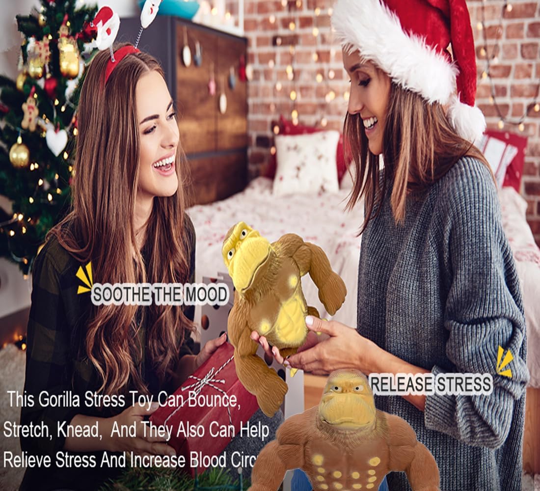 Elastic sand filled rubber gorilla, latex gorilla soft stress relief doll toy, soft monkey toy, animal high elastic stretchable stress relief toy for adults and children