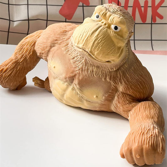 Elastic sand filled rubber gorilla, latex gorilla soft stress relief doll toy, soft monkey toy, animal high elastic stretchable stress relief toy for adults and children