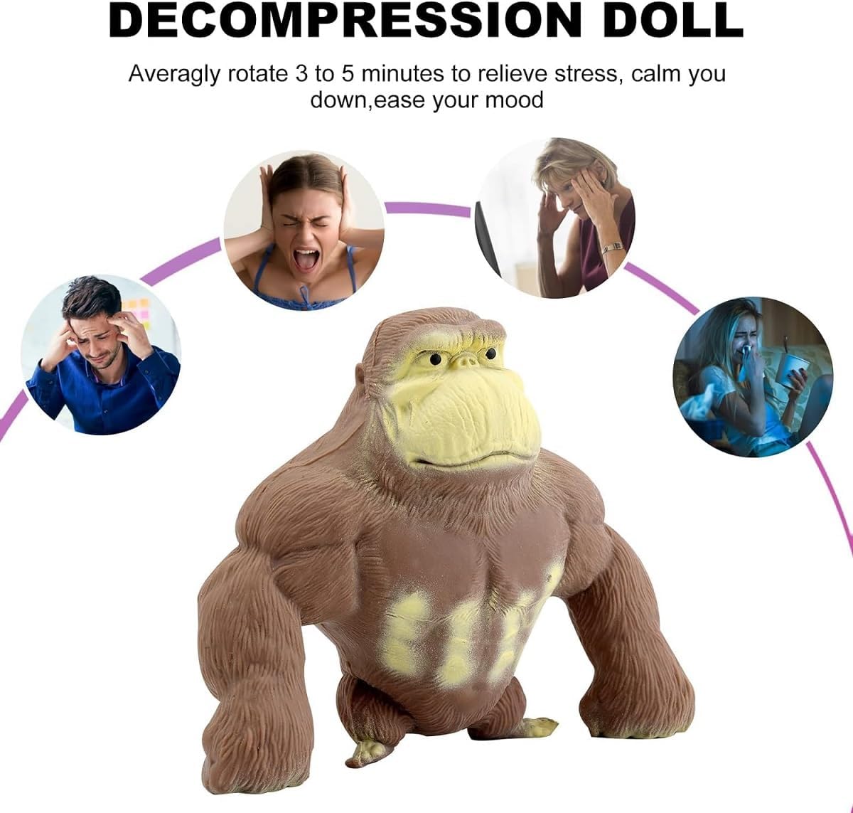 Elastic sand filled rubber gorilla, latex gorilla soft stress relief doll toy, soft monkey toy, animal high elastic stretchable stress relief toy for adults and children