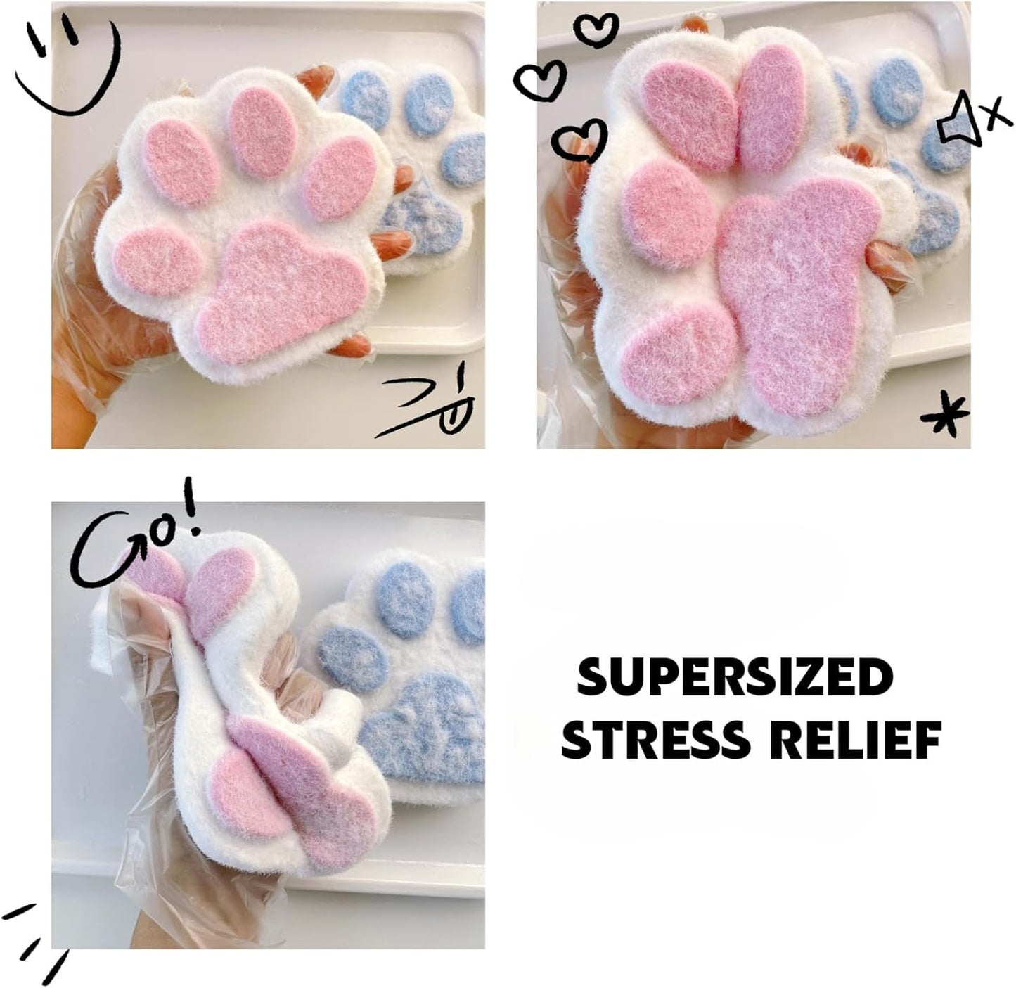 5 Inch Big Cat Paw Squishy Toys for Stress Relief, Cute Cat Paw Design, Adorable Soft Squeeze Toys for Kids and Adults (Pink), Small