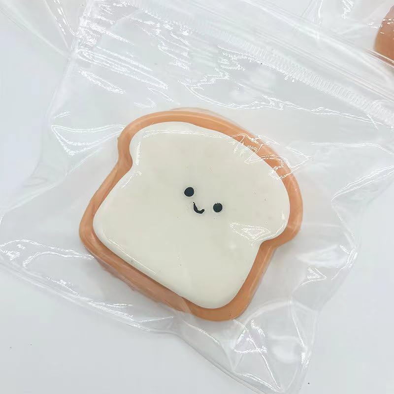 Taba Squishy Squeeze Toy, Kawaii Squishies PVC Sensory Toy, Plush Rebound Stress Relief Toy, Fidget Toy Squishy for Kids Teens Adults. (Toast)
