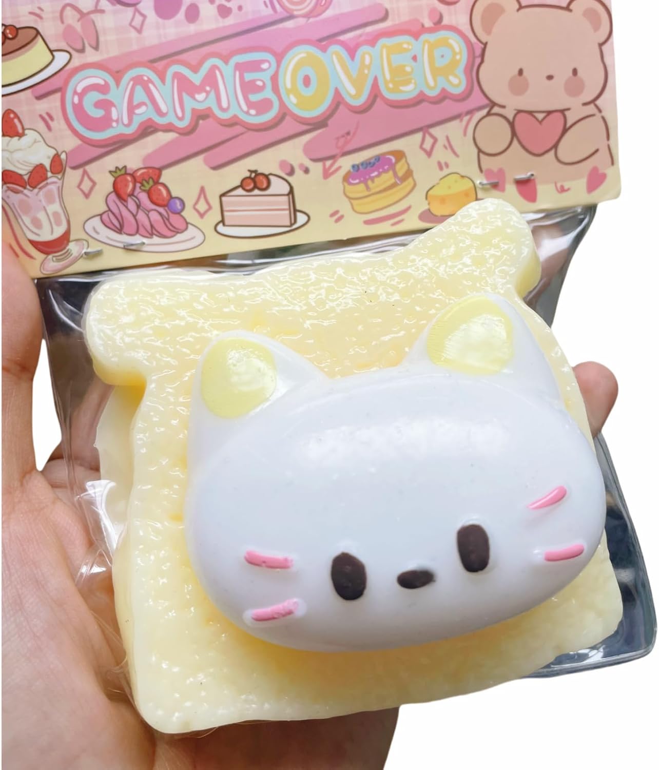 Taba Squishy Squeeze Toy, Kawaii Squishies PVC Sensory Toy, Plush Rebound Stress Relief Toy, Fidget Toy Squishy for Kids Teens Adults. (Toast)