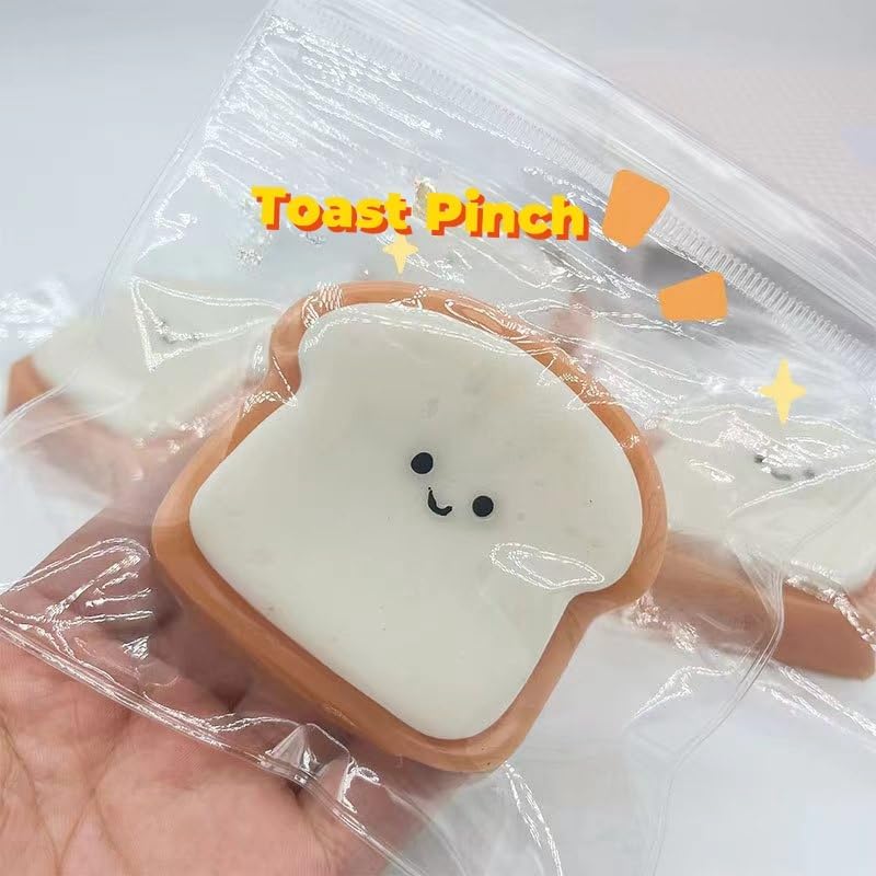 Taba Squishy Squeeze Toy, Kawaii Squishies PVC Sensory Toy, Plush Rebound Stress Relief Toy, Fidget Toy Squishy for Kids Teens Adults. (Toast)