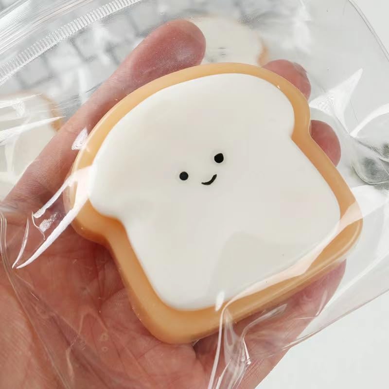 Taba Squishy Squeeze Toy, Kawaii Squishies PVC Sensory Toy, Plush Rebound Stress Relief Toy, Fidget Toy Squishy for Kids Teens Adults. (Toast)