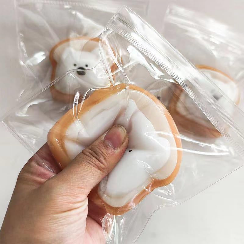 Taba Squishy Squeeze Toy, Kawaii Squishies PVC Sensory Toy, Plush Rebound Stress Relief Toy, Fidget Toy Squishy for Kids Teens Adults. (Toast)