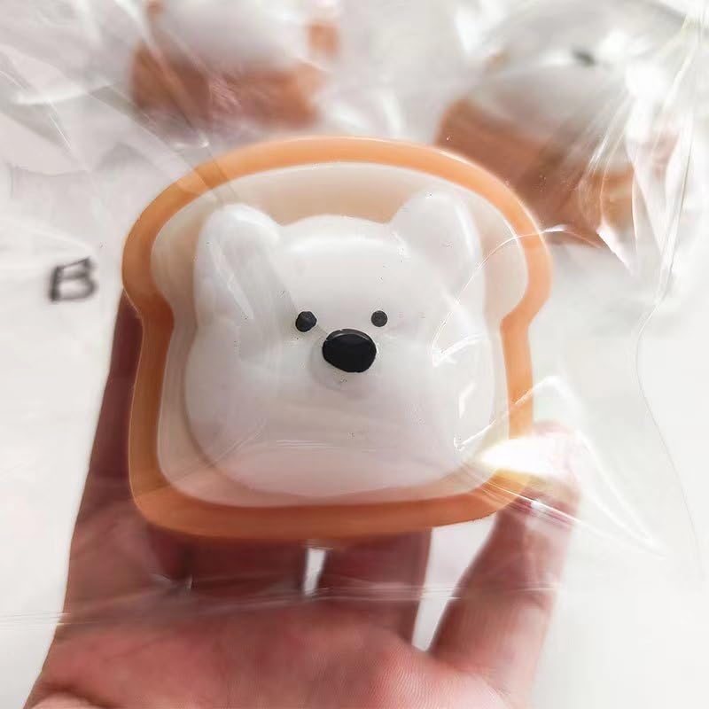 Taba Squishy Squeeze Toy, Kawaii Squishies PVC Sensory Toy, Plush Rebound Stress Relief Toy, Fidget Toy Squishy for Kids Teens Adults. (Toast)