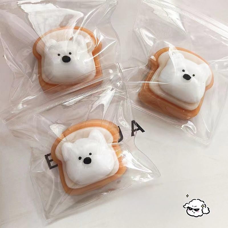 Taba Squishy Squeeze Toy, Kawaii Squishies PVC Sensory Toy, Plush Rebound Stress Relief Toy, Fidget Toy Squishy for Kids Teens Adults. (Toast)