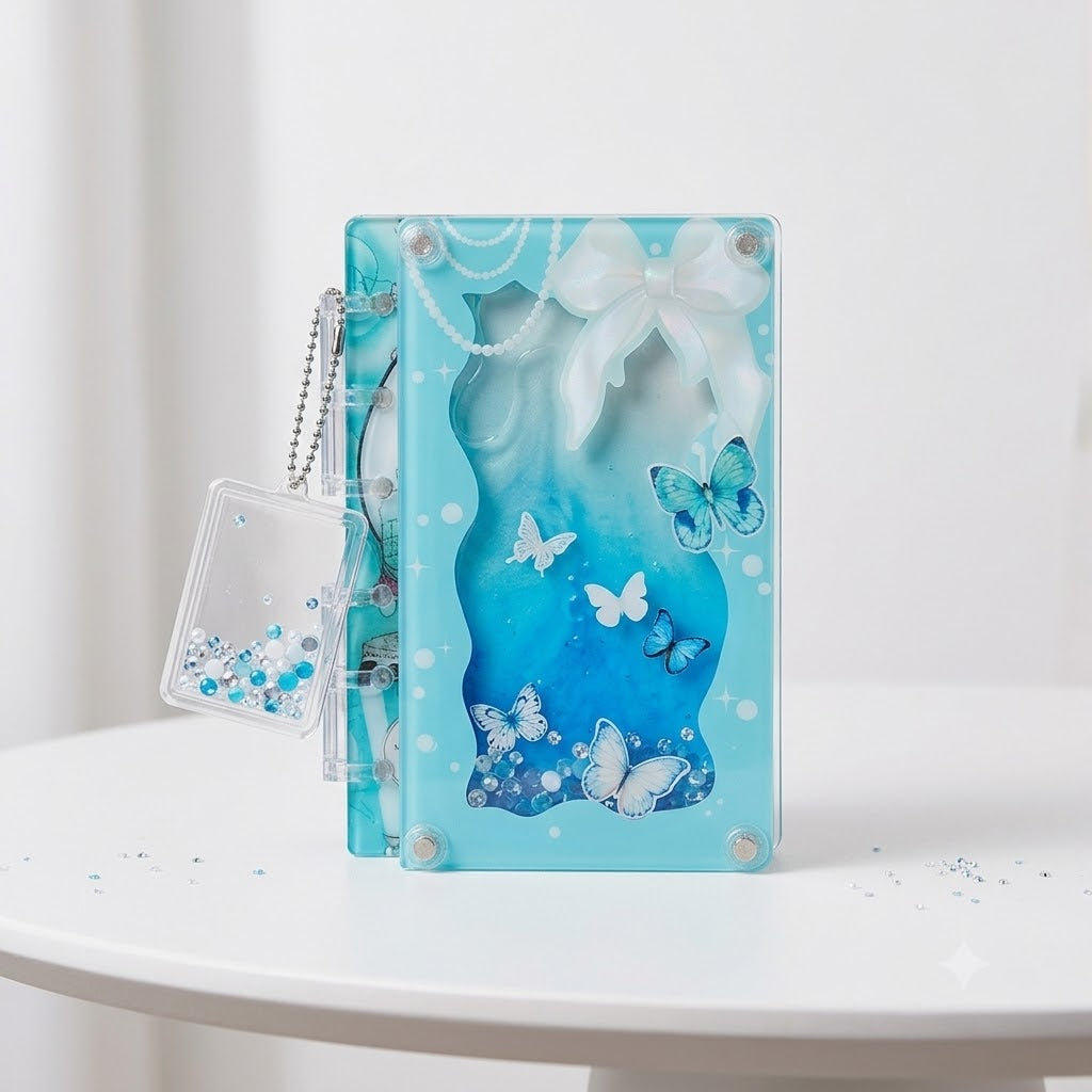 (Option-A)Glitter Dreamscape Shaker Loose-Leaf Notebook - Flowing Sequins Binder Journal for Creative Writing & Planning