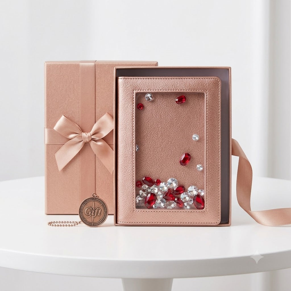 (Option D)Sparkle & Flow Deluxe Shaker Journal - Premium Gift-Ready Loose-Leaf Notebook for Stationers & Planners